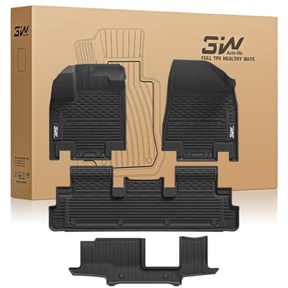 3W Floor Mats for Nissan Pathfinder 2022-2026 (Only fit 8 Passenger Models), 3 Rows,TPE All Weather Protection Car Floor Liners Accessories,Black - size: 5.Pathfinder|22-25|Floor Mats (8 Passenger)