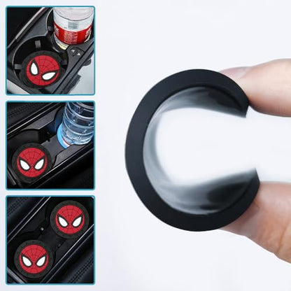 Spider Man Car Cup Holder Coasters for Marvel Fans, The Spider Man Car Coasters for Car Cup Holder Insert,Silicone Non-Slip Car Cup Mat,2.75'' - color: Bd-zhizhuxia
