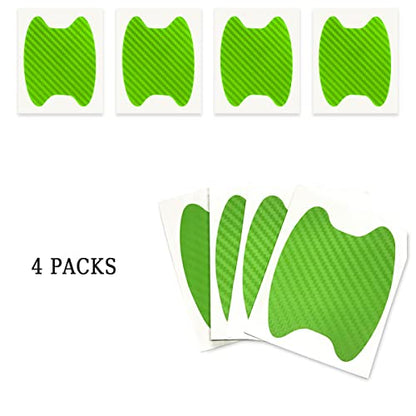 Blilo 4PCS Universal Carbon Fiber Door Handle Protector Stickers, Green, Carbon Fiber Texture, Anti-Scratch, Easy to Install - color: Green/4PCS