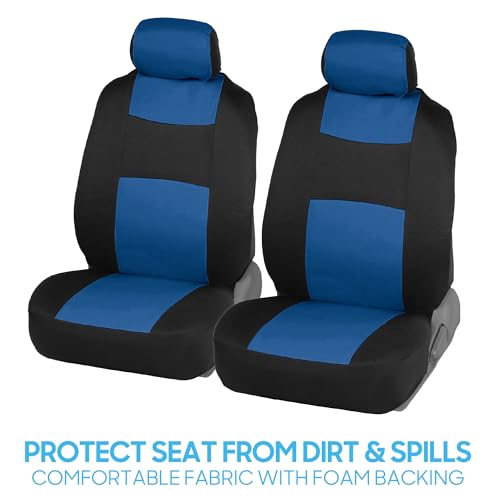 BDK PolyPro Car Seat Covers Full Set in Blue on Black – Front and Rear Split Bench Seat Covers for Cars, Easy to Install Car Seat Cover Set, Car Accessories for Auto Trucks Van SUV - color: Blue