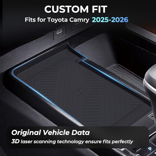 Wireless Charging Protective Mat for Toyota Camry 2026 2025, Center Console Interior Accessories Silicone Anti-Slip Wireless Charger Cover Pad for 2025-2026 Camry, Black