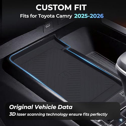 Wireless Charging Protective Mat for Toyota Camry 2026 2025, Center Console Interior Accessories Silicone Anti-Slip Wireless Charger Cover Pad for 2025-2026 Camry, Black