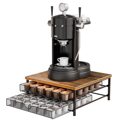 Coffee Pod Holder for K Cup Holder Drawer, 72 Capacity Coffee Pod Organizer K Cup Storage 2 Tier Pods Drawer Organizer Sliding Baskets for Coffee Station Counter, Black