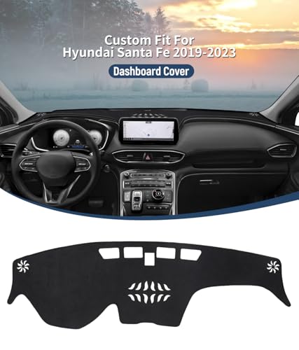 BIBLOZ Dash Cover for Hyundai Santa Fe 2019-2023 Accessories Black Flannel Dashboard Cover Mat Car Dashboard UV Sun Protection - size: 2019-2023 Santa Fe