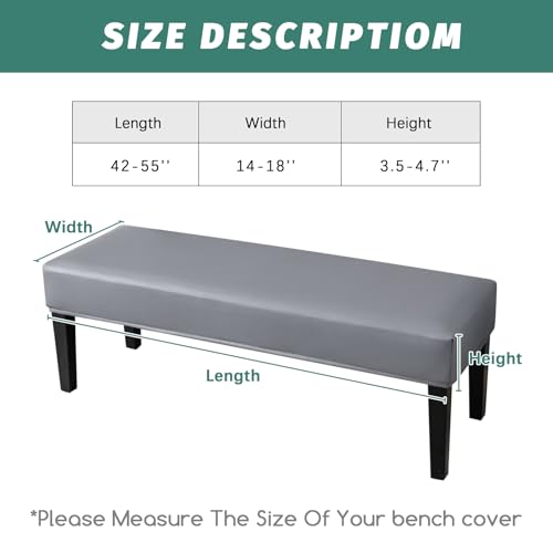 FUANGUI PU Waterproof Bench Cover, Stretch Dining Bench Cover for bedrooms, Living Rooms, Kitchens, Protector Chair Bench Piano Bench Seat Covers Stool Slipcover Removable, Washable - Grey - color: Pu Grey