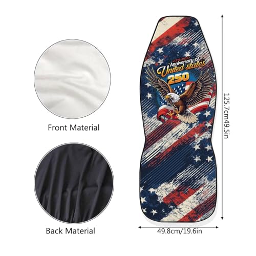 INSTANTARTS 250th Anniversary Car Seat Cover Front for Cars, Easy to Install Cover Set, Comfortable Accessories Auto Trucks SUV,2 Packs Patriotic Style - color: 250th Anniversary Eagle