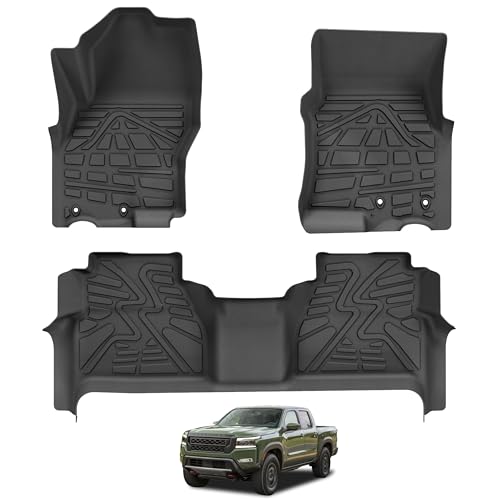 KARPAL Floor Mats for Nissan Frontier 2022-2025 2026 (Crew Cab), with 2nd Row Under-Seat Storage(Not with Under Seat Speaker), TPE Rubber All Weather Protection Floor Liners Accessories Car Mats - style: 2022-2026 | For Nissan Frontier | 1st & 2nd Row