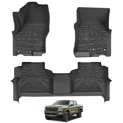 KARPAL Floor Mats for Nissan Frontier 2022-2025 2026 (Crew Cab), with 2nd Row Under-Seat Storage(Not with Under Seat Speaker), TPE Rubber All Weather Protection Floor Liners Accessories Car Mats - style: 2022-2026 | For Nissan Frontier | 1st & 2nd Row