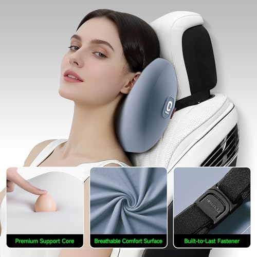 BEBAS Memory Foam Car Headrest Pillow - Breathable Neck Support Pillow for Driving, Universal Fit Cars/SUVs/Tesla/Toyota & Office Chair, Removable Cover (Blue, 4-Season) - color: Blue