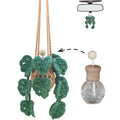 Cute Crochet Car Plant Monstera Essential Oil Diffuser Bottle - 12ml Refillable, Green Car Accessory for Mirror Decor and Home Decor - style: Monstera
