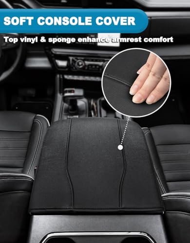 Center Console Armrest Cover for Chevy Silverado & GMC Sierra 2019-2026, Yukon & Tahoe & Suburban 2021-2026, Floor Console Bucket Seat Only, Vinyl Middle Console Cover, Scratchproof, Black - color: Black Full Cover