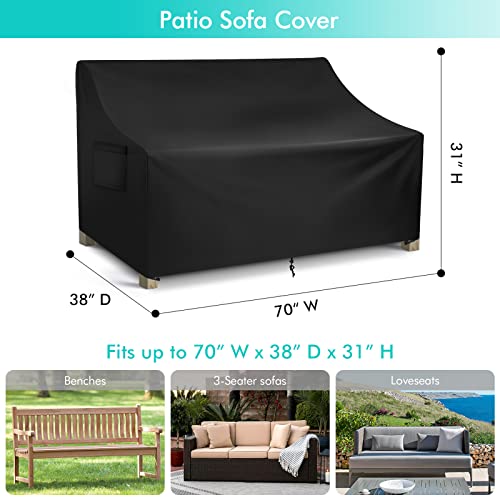 Patio Sofa Cover Waterproof, Outdoor Loveseat Cover, Heavy Duty Deep Lounge Loveseat Cover, Large Lawn Patio Furniture Covers with Air Vent, 70’’ W x 38’’ D x 31’’ H - color: Black, size: 70"W x 38"D x 31"H