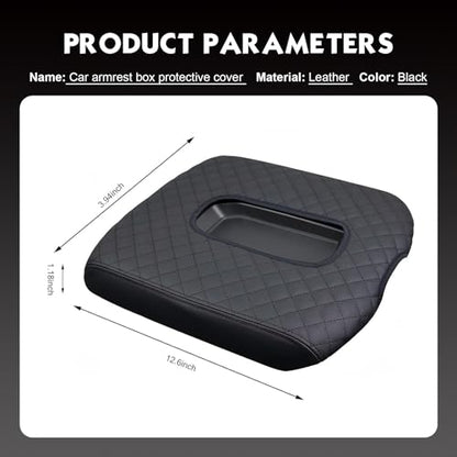 Car Center Console Cover, Console Leather Armrest Cover, Automobile Armrest Box Cover Replacement, Compatible with Chevrolet 2019-2023 Silverado