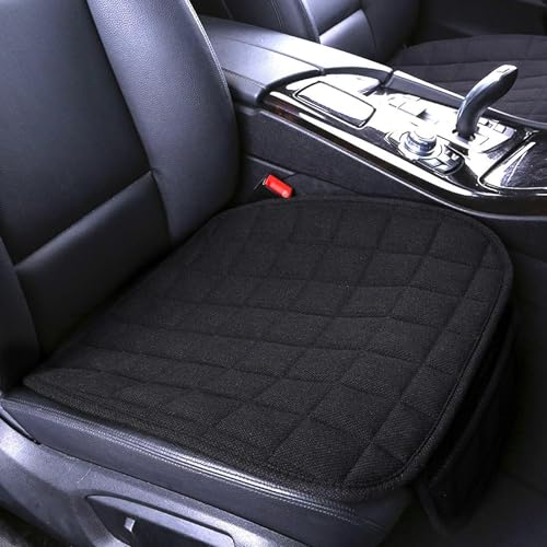 Car Seat Cover,2 Pack Linen Bottom Seat Covers for Trucks, Car Seat Pad,Car Seat Cushion Breathable Ventilated Front Seat Only[Black Front Seat] - color: 2 Pack Black