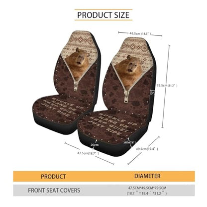 2 Pieces Car Front Seat Covers Aztec Capybara Print Auto Seat Protector for Cars Front Seats High Back Seats Cover for SUV, Universal Fits, Brown - color: Brown - Aztec Capybara