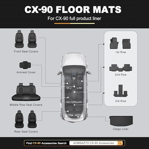 Floor Mats Fit for 2024-2026 Mazda CX-90 & CX-90 PHEV 7 Seats All Weather CX90 Accessories - style: 2)24-25 CX-90 Floor Mats
