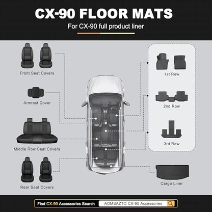 Floor Mats Fit for 2024-2026 Mazda CX-90 & CX-90 PHEV 7 Seats All Weather CX90 Accessories - style: 2)24-25 CX-90 Floor Mats