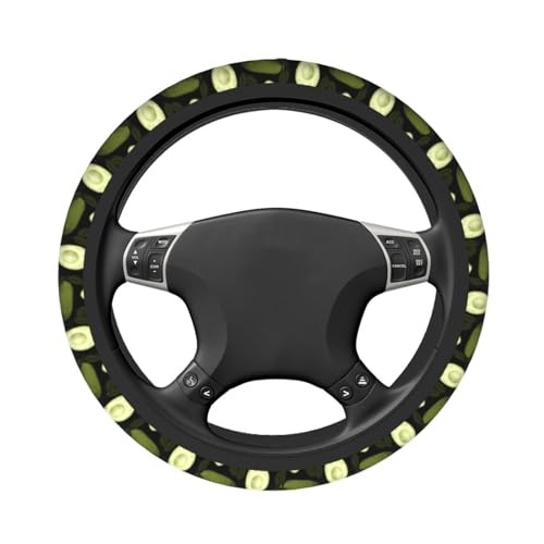 Avocado Steering Wheel Cover With 2 Car Coasters Non Slip Neoprene For Women Men Universal 15 Inch - color: Avocado