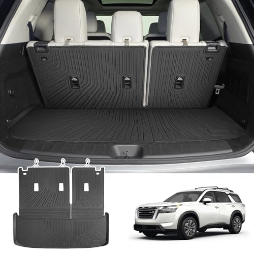 Cartist Cargo Mat & Backrest Mat Fits for Nissan Pathfinder 2022 2023 2024 2025 2026(7/8 Seats) All Weather TPE Trunk mat for Pathfinder Car Accessories for Pathfinder 2022-2026 - size: 10)Nissan Pathfinder (7/8 Seats)【22-26】