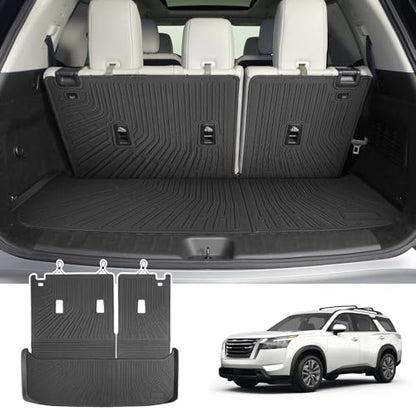Cartist Cargo Mat & Backrest Mat Fits for Nissan Pathfinder 2022 2023 2024 2025 2026(7/8 Seats) All Weather TPE Trunk mat for Pathfinder Car Accessories for Pathfinder 2022-2026 - size: 10)Nissan Pathfinder (7/8 Seats)【22-26】