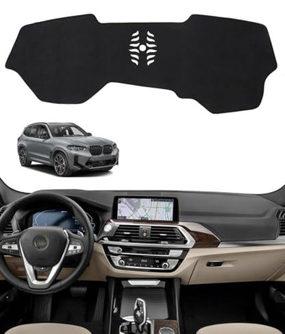 BIBLOZ Dash Cover for BMW X3 2018-2024 & BWM X4 2019-2025 Accessories Black Flannel Dashboard Cover Mat Car Dashboard UV Sun Protection(No HUD) - size: 2018-2024 X3