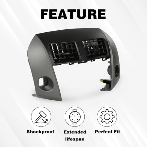 G-PLUS Center Dash A/C Heater Air Vent Cover Trim Bezel Switch Compatible with Toyota Rav4 2006-2012 Dashboard Air Vent Panel - size: 2006-2012 Toyota Rav4 | Black w/ Strip Trim