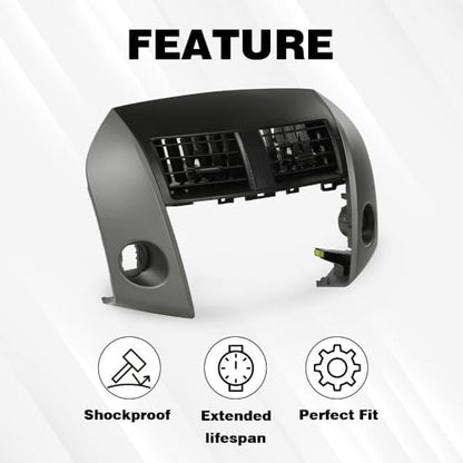 G-PLUS Center Dash A/C Heater Air Vent Cover Trim Bezel Switch Compatible with Toyota Rav4 2006-2012 Dashboard Air Vent Panel - size: 2006-2012 Toyota Rav4 | Black w/ Strip Trim