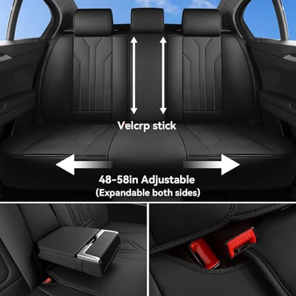 Car Seat Covers Full Set,5 Seat Leather Seat Covers for Cars,Black Front Seats and Back Seat Cover,Waterproof Car Seat Cushion Protectors,Universal Fit for Most Cars SUV Trucks - color: Black