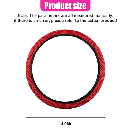 Elastic Stretch Steering Wheel Cover, Anti-Slip 15 inch Microfiber Odorless Breathable Ice Silk Car Steering Wheel Protector, Easy Carry, Warm in Winter & Cool in Summer (Red) - color: Red