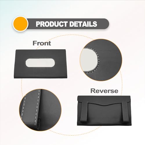 Premium PU Leather Car Tissue Holder Visor for Universal Auto, Car Tissue Case Holder Seat Back with Tissue Refill, Tissue Holder (Black) - color: Black 2#