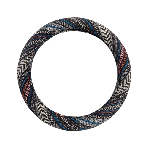 Universal 15inch Ethnic Style Baja Blanket Steering Wheel Cover with Coarse Flax Cloth and Sweat Absorption Anti Slip Car Wrap (Boho Dark) - style: Boho Dark