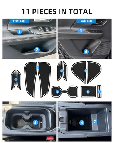 Door Slot Pad for Nissan Kicks (S/SV/SR) 2025 2026 – 11PCS Anti-Slip Cup Holder Insert Liners Center Console & Door Pocket Mats (WhiteTrim)