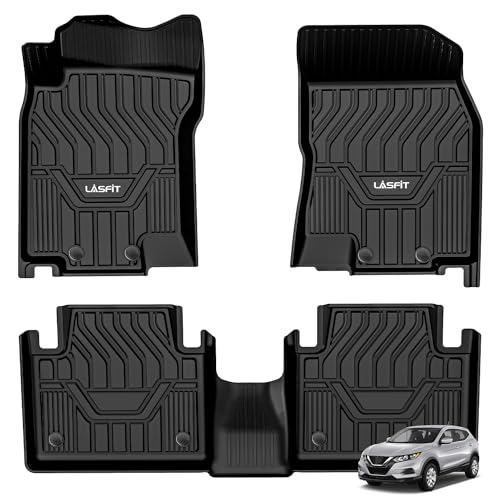 LASFIT Floor Mats for Nissan Rogue 2014-2020 (Not Fit Rogue Sport or Select), All Weather TPE Custom Fit Durable Floor Liners for Rogue S/SV/SL 2020 2019 2018 2017-2014 1st & 2nd Row Car Mats