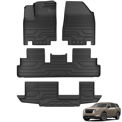 KARPAL Floor Mats for Nissan Pathfinder 2022 2023 2024 2025 2026 (Fit 7&8 Seats), All Weather Protection TPE Custom Fit Floor Liners Accessories Car Mats, Front & 2nd & 3rd Row - style: 2022-2026 | For Nissan Pathfinder (7&8 Seats) | 1st & 2nd & 3rd Row