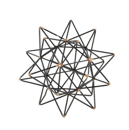 Deco 79 Metal Geometric Decorative Sculpture Home Decor Statue with Gold Accents, Accent Figurine 7" x 7" x 7", Black
