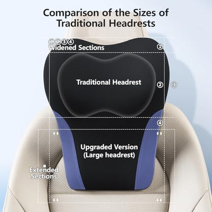 BABUR Car Headrest Pillow | Ergonomic Memory Foam Neck Shoulder Support Pillow with Adjustable Design & Enlarged Surface | Pain Relief for Driving Travel Sleeping | Blue 1 Pack - color: Blue