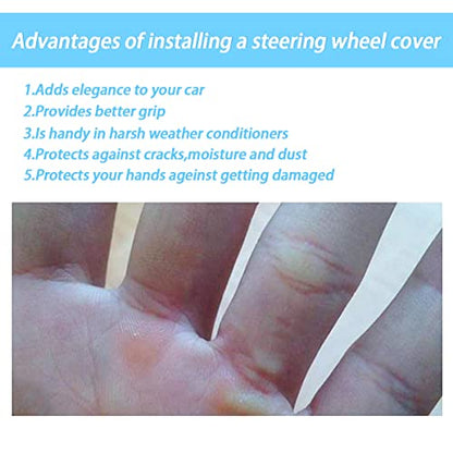 Elastic Stretch Steering Wheel Cover, Universal 15 Inch Car Steering Wheel Cover, Microfiber Breathable Ice Silk, Anti-Slip, Odorless, Easy Carry, Warm in Winter and Cool in Summer (Brown) - color: Brown
