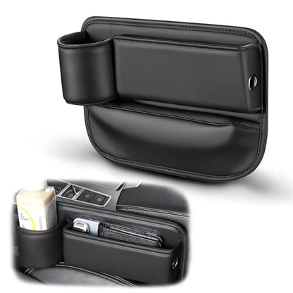 Car Seat Gap Filler Organizer, Universal Premium Leather Seat Organizer with Cup Holder, Seat Gap Storage Box with Bottle Holder, Car Leather Gap Bag Front Center Console Seat (Driver Side) - size: Driver Side