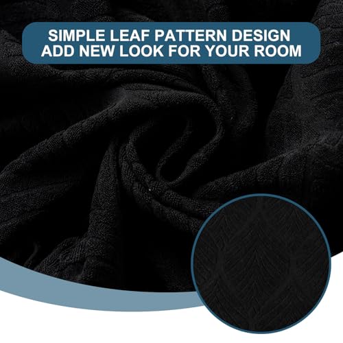 Removable Washable Dining Chair Seat Covers Set of 6,Stretch Jacquard Chair Seat Cushion Protector Slipcovers, Rear Covers - color: Black, size: 6PCS-Rear-covered