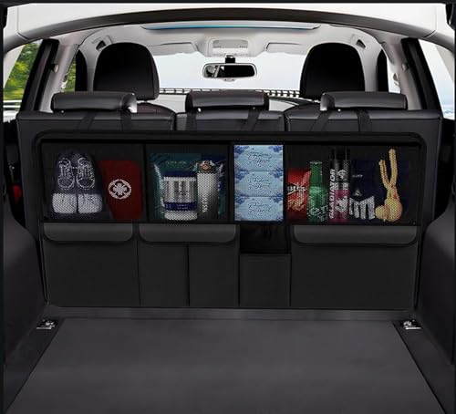 Car Trunk Organizer with 9 Large Pockets, Car Storage Organizer for SUV/MPV/Truck, Space Saver Travel Accessories (Black)