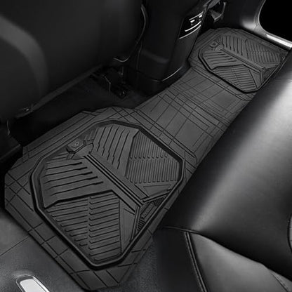 CAR PASS Heavy Duty Rubber Rear Car Mat, Deep-Dish Odorless Car Floor Mats All Weather, Universal Trim-to-Fit for SUVs Trucks Sedans, Waterproof Anti-Slip, Black - color: Rear Only Black