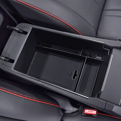 Center Console Organizer Tray Compatible with Hyundai Sonata Accessories 2020 2021-2022 2023 Limited N-Line Interior Armrest Secondary Storage Box ABS Material, Black Trim