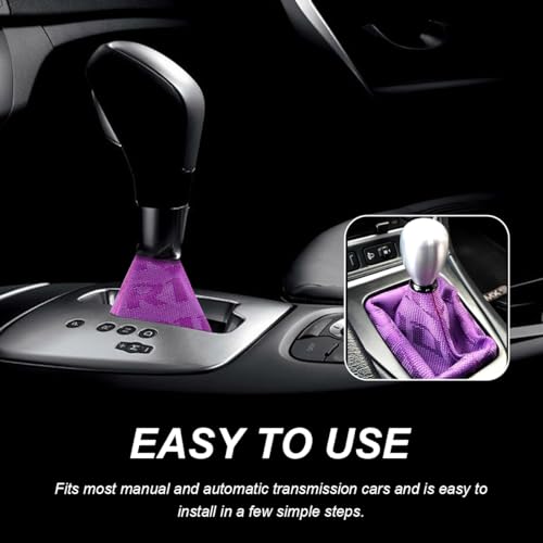 Car Shift Boot Cover, Fabric Shifter Lever Knob Boot Dustproof Cover with Stitch, Manual Automatic Speed Shifter Boots Gear Gaiter for Most Vehicles, Car Accessories (Purple) - color: Purple