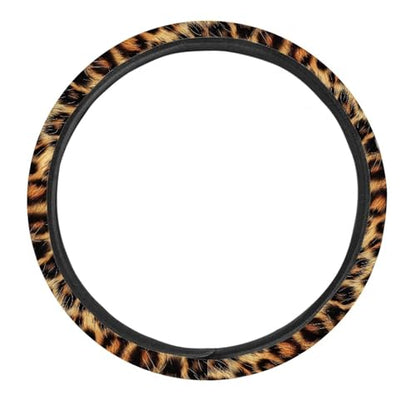 GLENLCWE Brown Leopard Car Steering Wheel Cover 14.5-15 inches Neoprene Steering Wheel Protector Cover Universal Fit Trucks SUV Van - color: Brown Leopard
