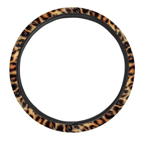 GLENLCWE Brown Leopard Car Steering Wheel Cover 14.5-15 inches Neoprene Steering Wheel Protector Cover Universal Fit Trucks SUV Van - color: Brown Leopard