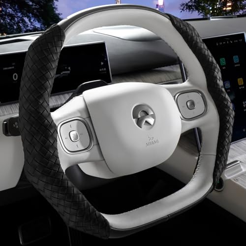 Quick Install Braided Pattern Nappa Leather Steering Wheel Grips,Woven Texture Car Steering Wheel Cover,for Women,for 14 to 15.5 inches Sedan Coupe SUV - color: Seperated Braided Pattern Black, size: Perforated Nappa Leather