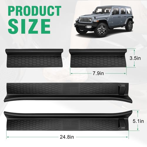 HOCHO Fit for Jeep Door Sill Guards, Upgraded Thicker Rubber US Flag Pattern Door Sill Guards Fit for 2018-2025 Jeep Wrangler JL JLU Accessories & Gladiator Accessories 4 Doors