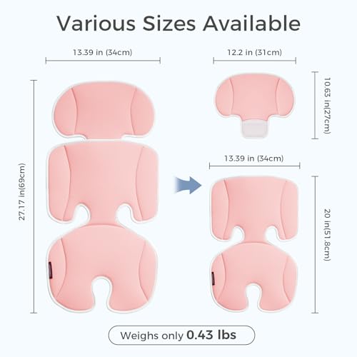 Momcozy Stroller Cooling Pad | Universal Soft Cooler Pad, Breathable & Adjustable Seat Liner | Detachable 2-Piece Cooling Cushion | Fits Strollers, Crib, High Chair, Bassinet, Swing - color: Pink