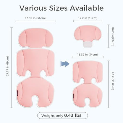 Momcozy Stroller Cooling Pad | Universal Soft Cooler Pad, Breathable & Adjustable Seat Liner | Detachable 2-Piece Cooling Cushion | Fits Strollers, Crib, High Chair, Bassinet, Swing - color: Pink