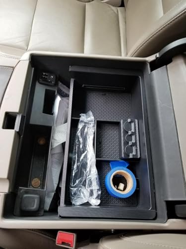 Center Console Organizer Tray Compatible with GMC Sierra 1500 Accessories/Silverado 1500 2014-2018 / Silverado 2500/3500 HD 15-19 /Suburban/Tahoe/Yukon 15-20 Armrest Storage Box (Black Trim) - color: Black